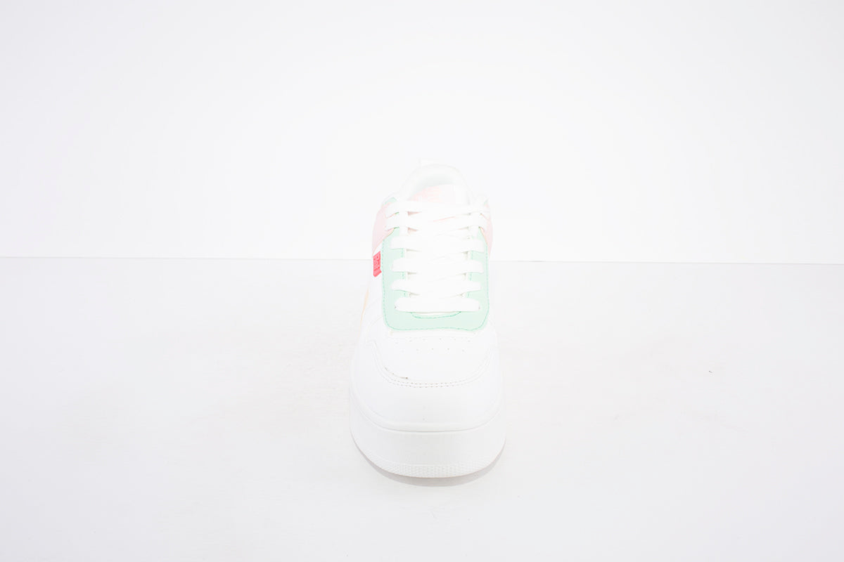 REFRESH -79405 CHUNKY LACE UP FASHION SHOE - WHITE MULTI