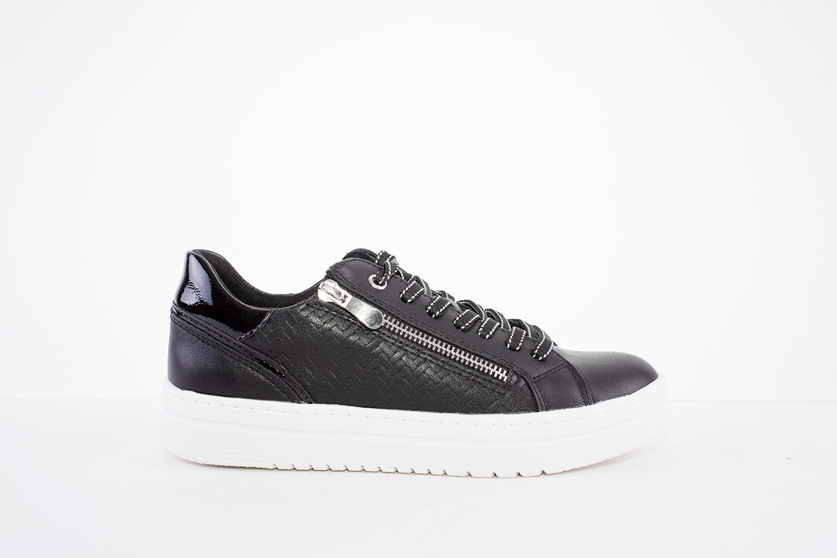 MARCO TOZZI - 23718-098 FLAT LACED/ZIP FASHION SHOE - BLACK COMBI