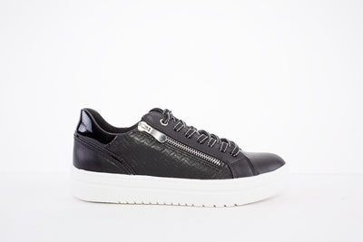 MARCO TOZZI - 23718-098 FLAT LACED/ZIP FASHION SHOE - BLACK COMBI