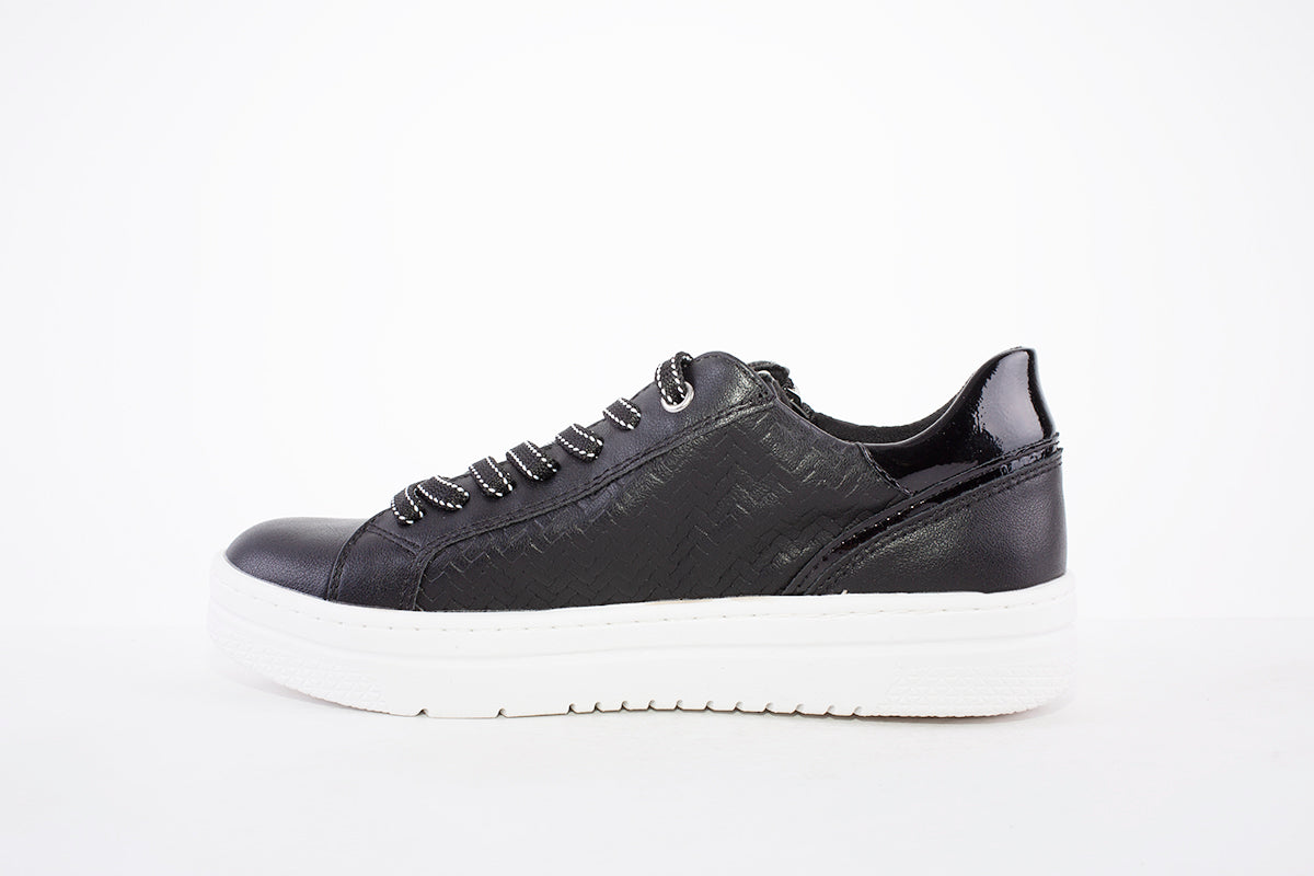 MARCO TOZZI - 23718-098 FLAT LACED/ZIP FASHION SHOE - BLACK COMBI