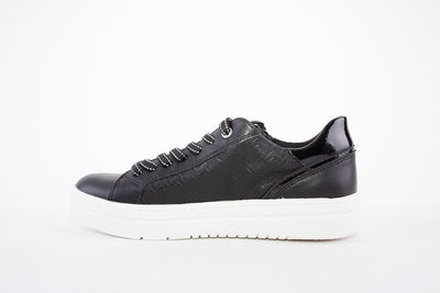 MARCO TOZZI - 23718-098 FLAT LACED/ZIP FASHION SHOE - BLACK COMBI