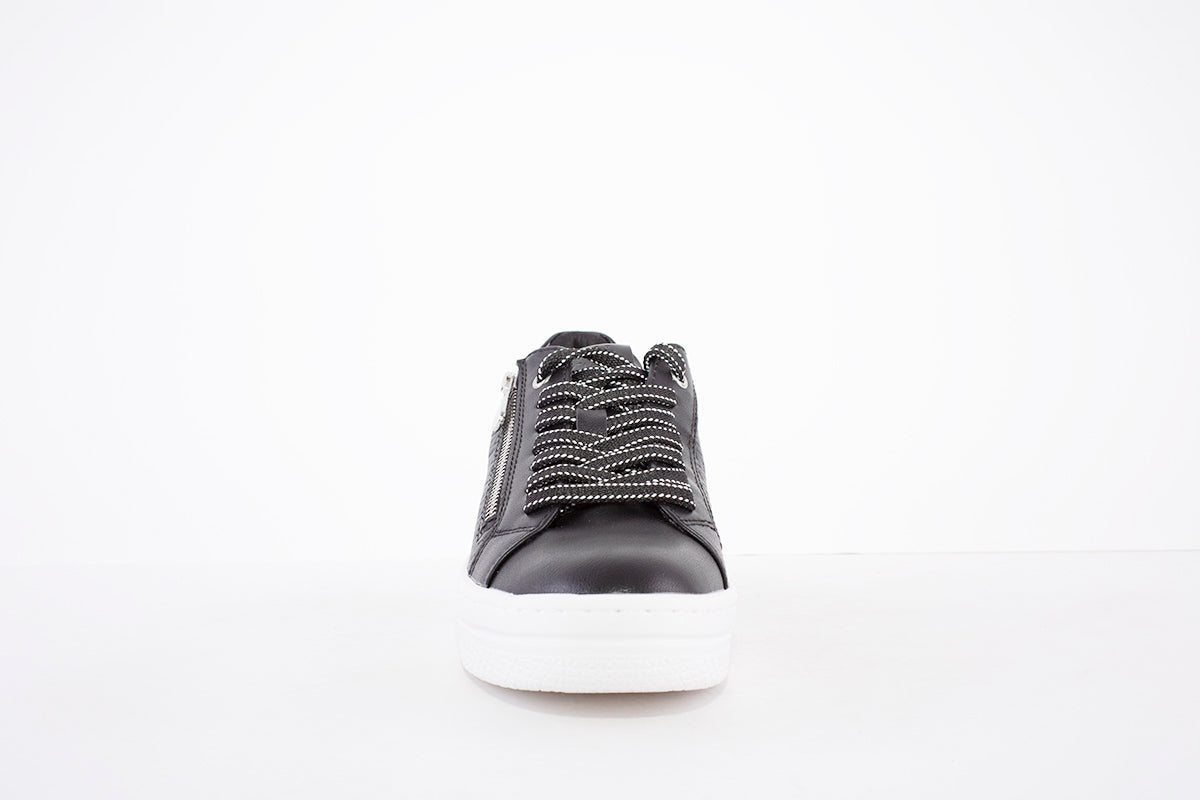 MARCO TOZZI - 23718-098 FLAT LACED/ZIP FASHION SHOE - BLACK COMBI
