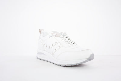 BUGATTI - 412 A2T07 LOW WEDGE LACED FASHION TRAINER - WHITE LEATHER