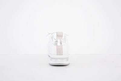 BUGATTI - 412 A2T07 LOW WEDGE LACED FASHION TRAINER - WHITE LEATHER