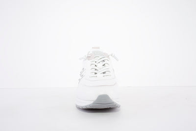 BUGATTI - 412 A2T07 LOW WEDGE LACED FASHION TRAINER - WHITE LEATHER