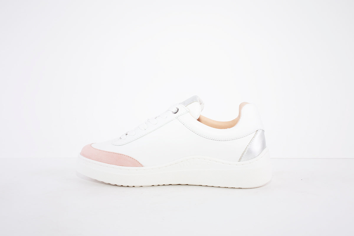 UNISA - FABRILE FLAT LACE UP CASUAL SHOE - WHITE/SILVER/PINK