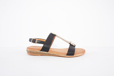 LUNAR - JLH 276 RENOIR-FLAT FASHION SANDAL - BLACK