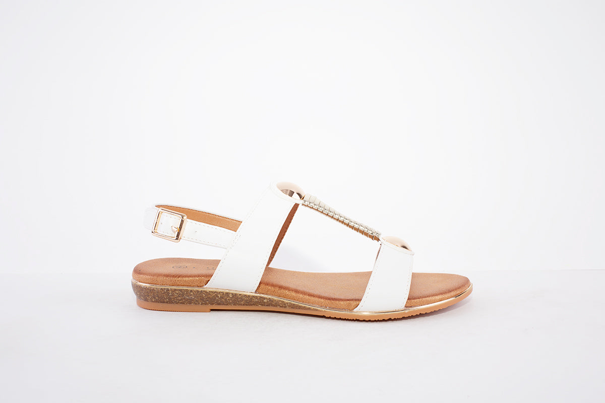LUNAR- JLH276 RENOIR-FLAT FASHION SANDAL - WHITE
