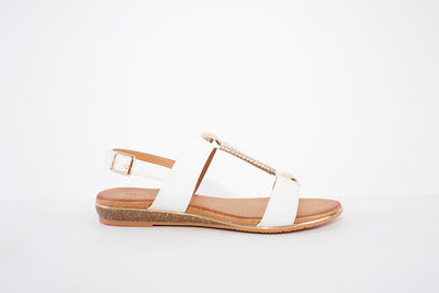 LUNAR- JLH276 RENOIR-FLAT FASHION SANDAL - WHITE