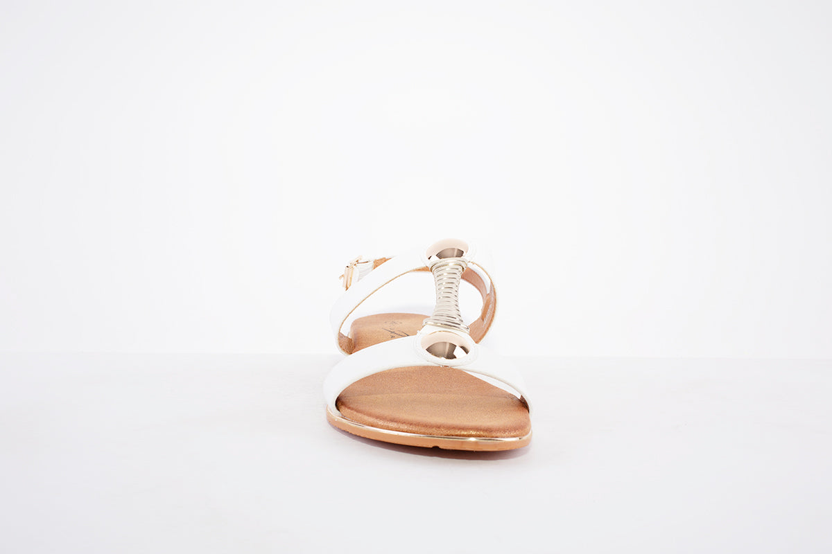LUNAR- JLH276 RENOIR-FLAT FASHION SANDAL - WHITE