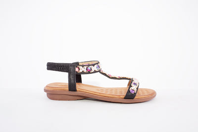 LUNAR - JLH312 SATURN-FLAT ELASTIC STRAP FASHION SANDAL - BLACK