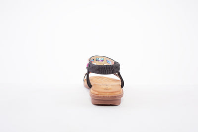 LUNAR - JLH312 SATURN-FLAT ELASTIC STRAP FASHION SANDAL - BLACK