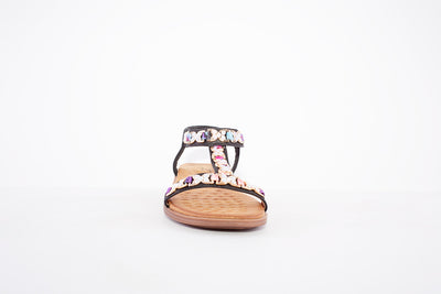 LUNAR - JLH312 SATURN-FLAT ELASTIC STRAP FASHION SANDAL - BLACK