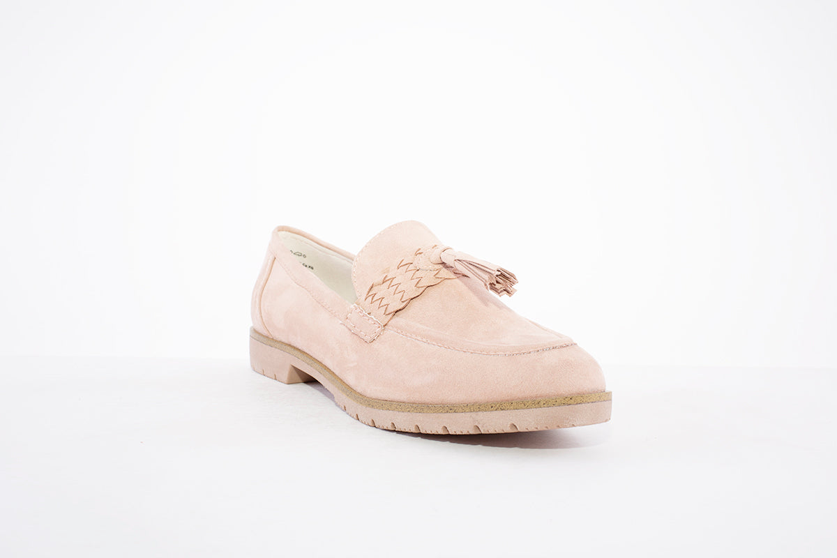 MARCO TOZZI - 24604-408 FLAT SLIP-ON SHOE WITH TASSLE - PINK SUEDE