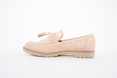 MARCO TOZZI - 24604-408 FLAT SLIP-ON SHOE WITH TASSLE - PINK SUEDE