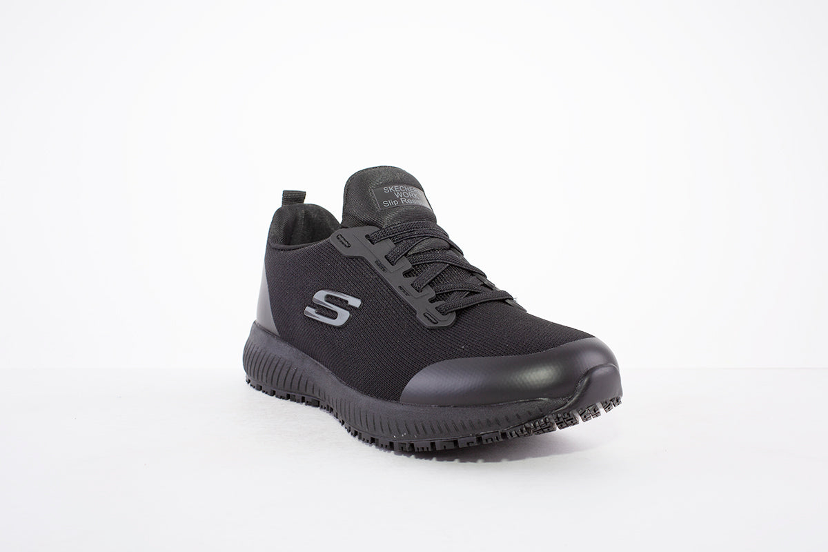 SKECHERS- 77222EC WORK:SQUAD SR-SLIP RESISTANT LACED TRAINER - BLACK