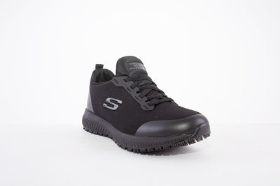 SKECHERS- 77222EC WORK:SQUAD SR-SLIP RESISTANT LACED TRAINER - BLACK