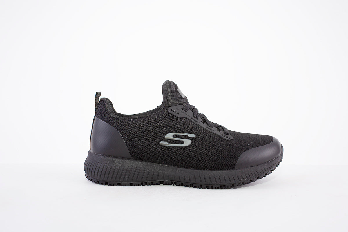 SKECHERS- 77222EC WORK:SQUAD SR-SLIP RESISTANT LACED TRAINER - BLACK