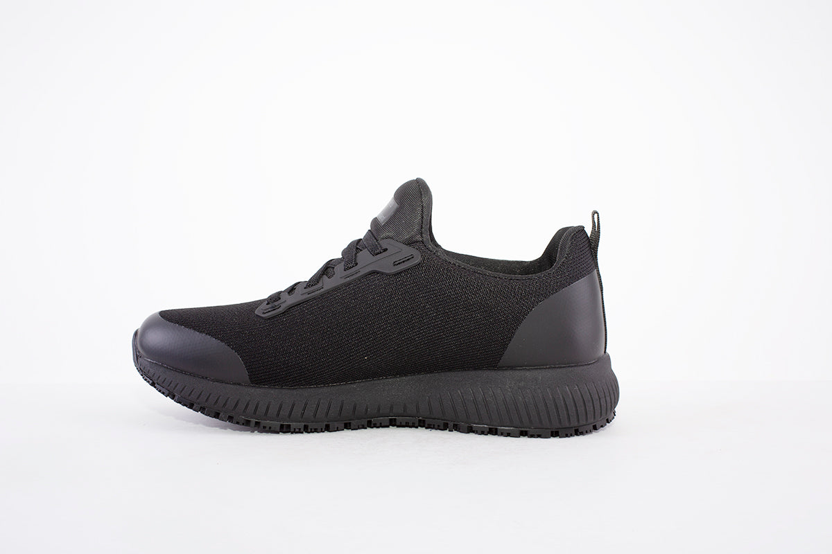 SKECHERS- 77222EC WORK:SQUAD SR-SLIP RESISTANT LACED TRAINER - BLACK