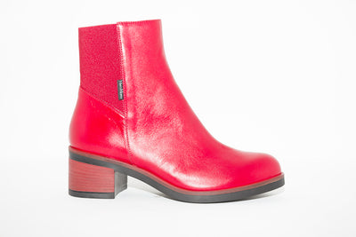 MARCO MOREO - L130 MEDIUM HEEL ANKLE BOOT - RED LEATHER