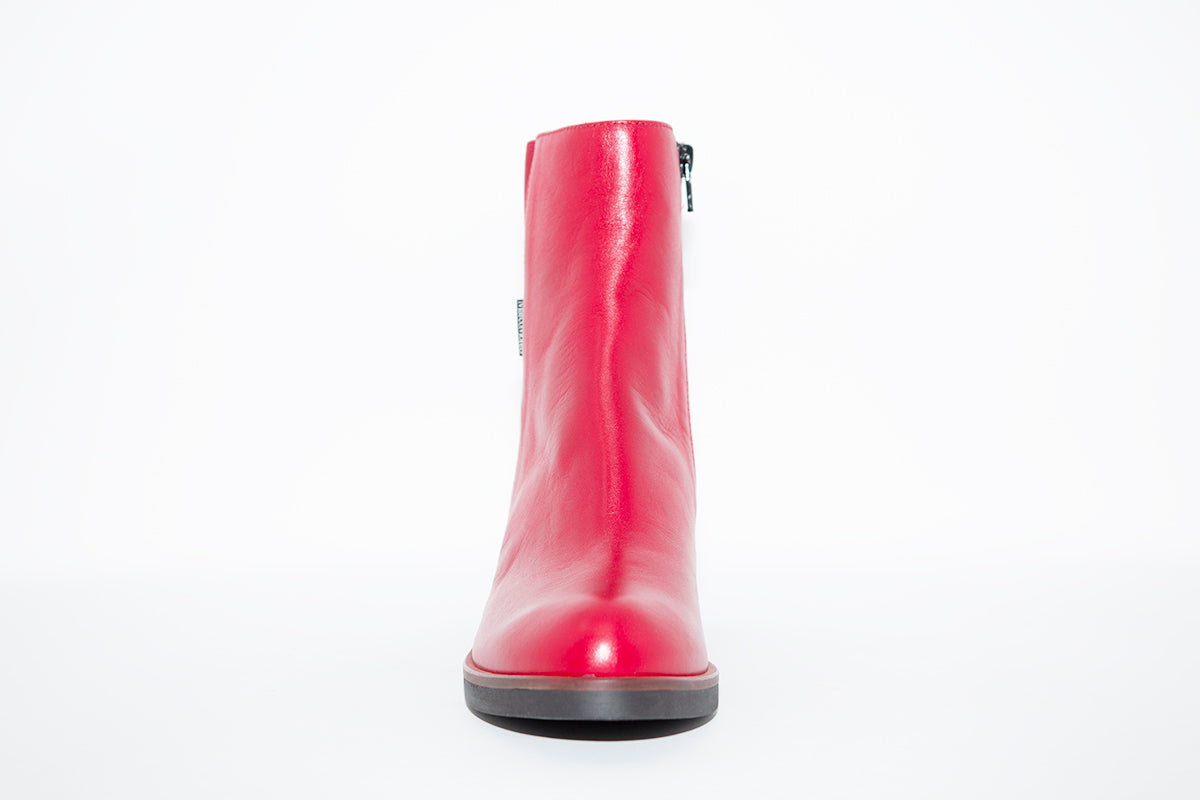 MARCO MOREO - L130 MEDIUM HEEL ANKLE BOOT - RED LEATHER