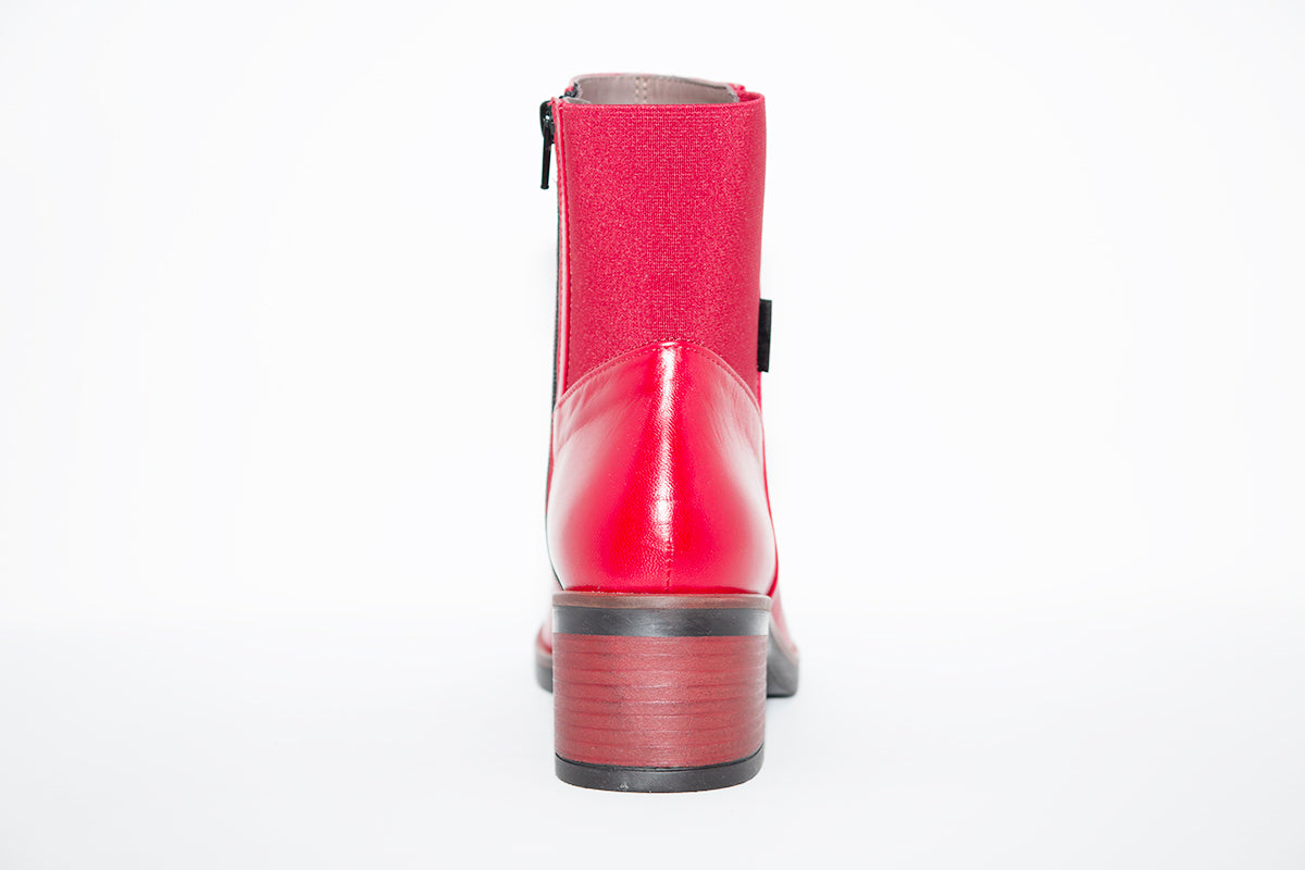 MARCO MOREO - L130 MEDIUM HEEL ANKLE BOOT - RED LEATHER