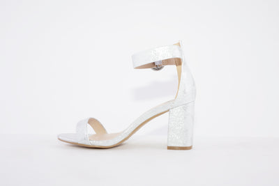 MILLIE & CO - LISA HIGH BLOCK HEEL ANKLE BUCKLE FASHION SANDAL - SILVER