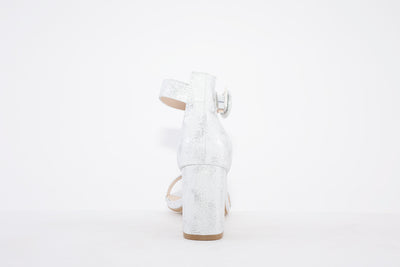MILLIE & CO - LISA HIGH BLOCK HEEL ANKLE BUCKLE FASHION SANDAL - SILVER