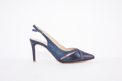 GLAMOUR - CELINE A DRESSY SLING BACK SHOE - NAVY GLITTER