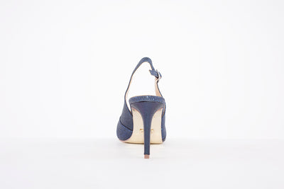 GLAMOUR - CELINE A DRESSY SLING BACK SHOE - NAVY GLITTER
