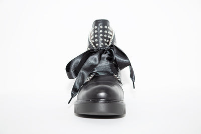 MARCO MOREO - L668 RIBBON LACED ANKLE BOOT - BLACK LEATHER
