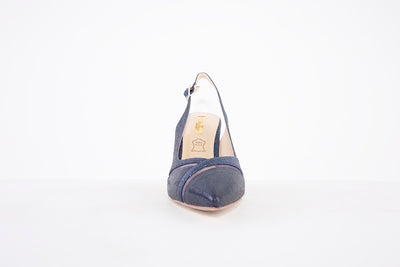 GLAMOUR - CELINE A DRESSY SLING BACK SHOE - NAVY GLITTER