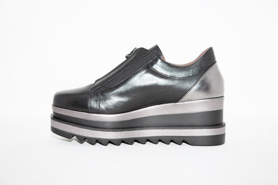 MARCO MOREO - L195 WEDGE SHOE - BLACK LEATHER