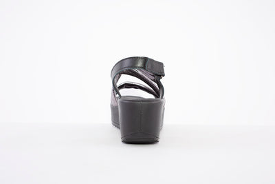 IMAC - 157250 MEDIUM WEDGE FASHIN STRAP SANDAL - PEWTER/BLACK