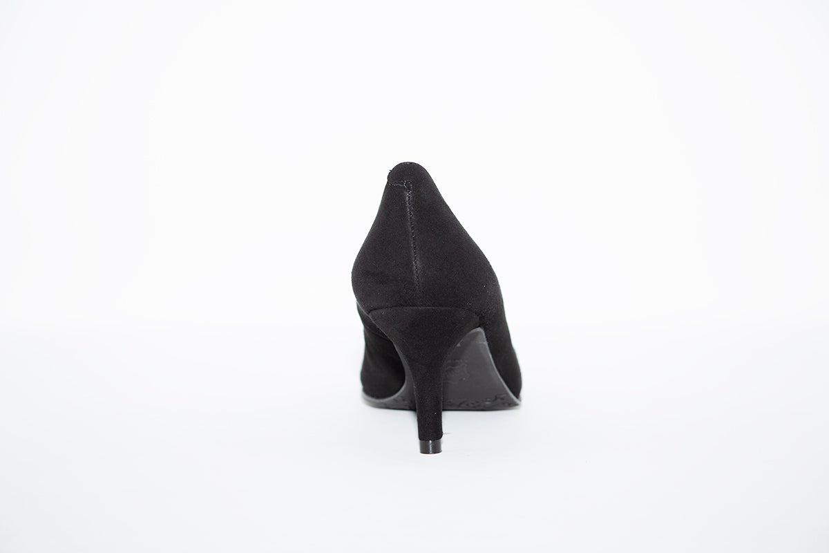 BRENDA ZARO - Black Suede Kitten Heel Court Shoe