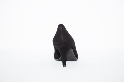 BRENDA ZARO - Black Suede Kitten Heel Court Shoe