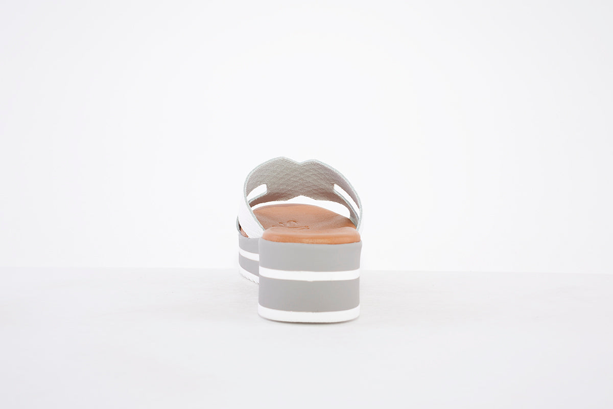 OH MY SANDALS - 5001 PLATFORM WEDGE FASHION MULE - WHITE