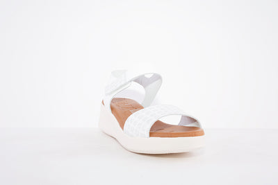 OH MY SANDALS- 4990 LOW WEDGE VELCRO STRAP FASHION SANDAL - WHITE