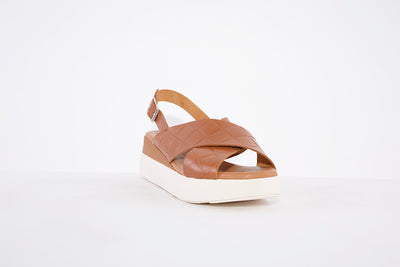 OH MY SANDALS -4997  PLATFORM WEDGE BUCKLE STRAP FASHION SANDAL - TAN
