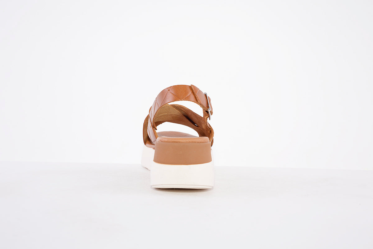 OH MY SANDALS -4997  PLATFORM WEDGE BUCKLE STRAP FASHION SANDAL - TAN