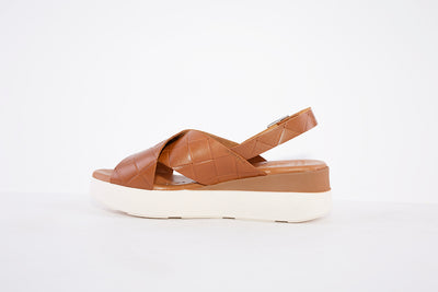 OH MY SANDALS -4997  PLATFORM WEDGE BUCKLE STRAP FASHION SANDAL - TAN