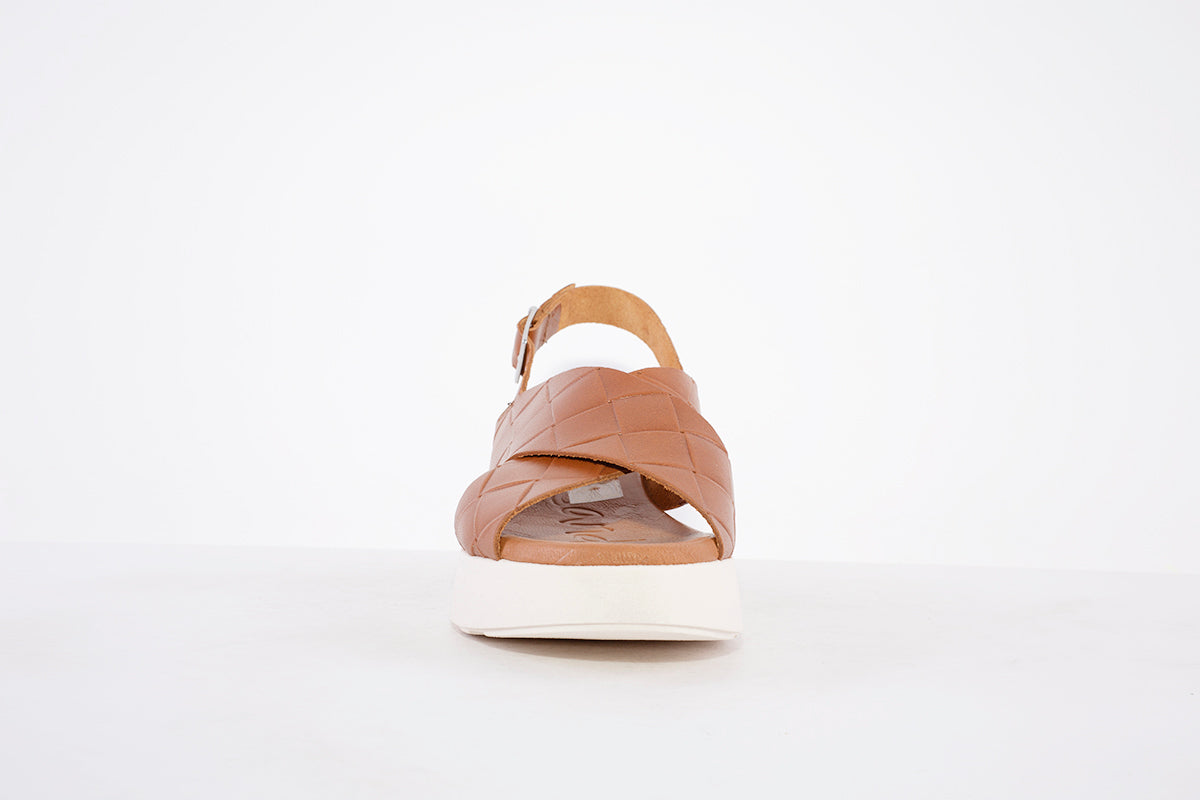 OH MY SANDALS -4997  PLATFORM WEDGE BUCKLE STRAP FASHION SANDAL - TAN