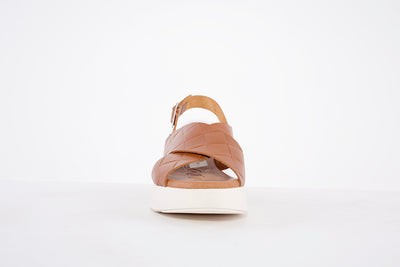 OH MY SANDALS -4997  PLATFORM WEDGE BUCKLE STRAP FASHION SANDAL - TAN