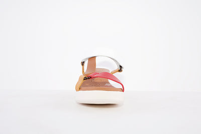 OH MY SANDALS - 4993 LOW WEDGE VELCRO STRAP FASHION SANDAL - RED MIX