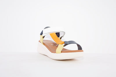 OH MY SANDALS- 4993 LOW WEDGE VELCRO STRAP FASHION SANDAL - NAVY MIX