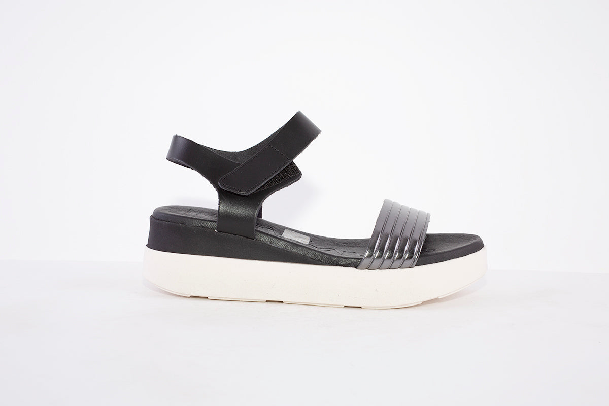 OH MY SANDALS - 5000 PLATFORM WEDGE VELCRO STRAP FASHION SANDAL - BLACK