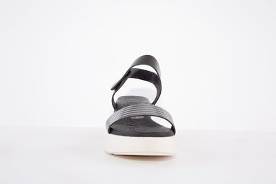 OH MY SANDALS - 5000 PLATFORM WEDGE VELCRO STRAP FASHION SANDAL - BLACK