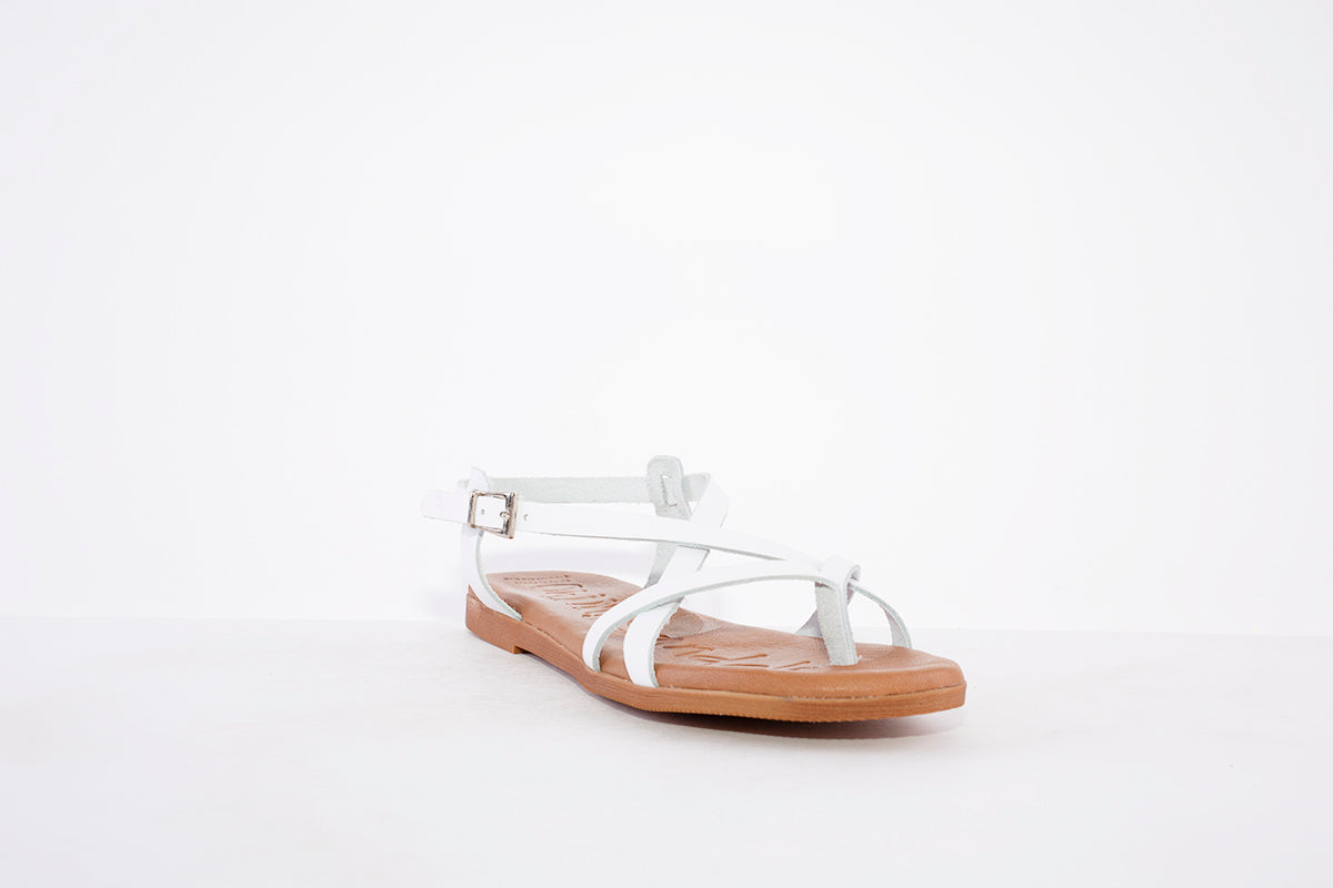 OH MY SANDALS -4952  FLAT STRAP FASHION SANDAL - WHITE