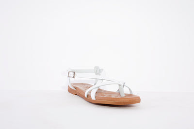 OH MY SANDALS -4952  FLAT STRAP FASHION SANDAL - WHITE