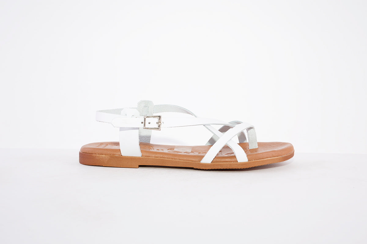 OH MY SANDALS -4952  FLAT STRAP FASHION SANDAL - WHITE